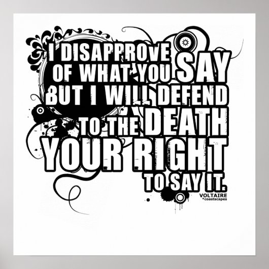 Voltaire Quote (B&W) Poster (Voorkant)