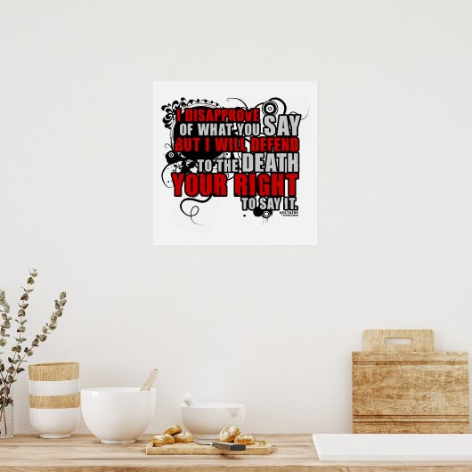Voltaire Quote (kleur) Poster (Keuken)