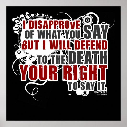 Voltaire Quote (kleur) Poster (Voorkant)