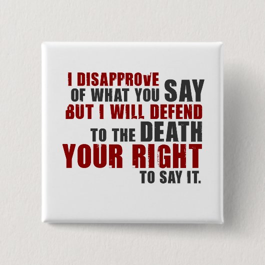 Voltaire Quote (kleur) Vierkante Button 5,1 Cm (Voorkant)