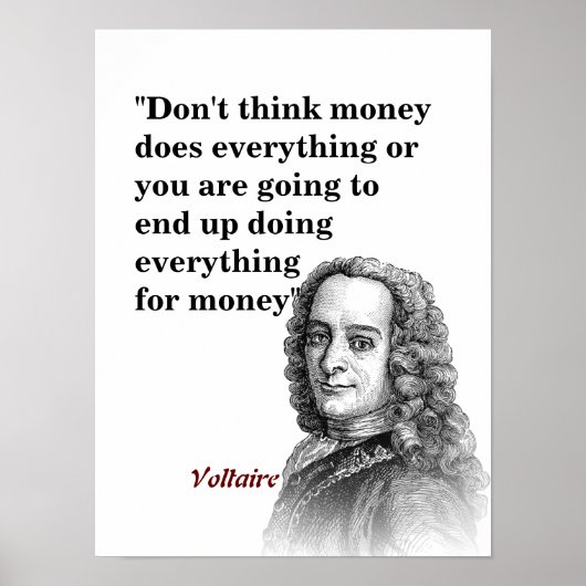 Voltaire Quote over geld Poster (Voorkant)