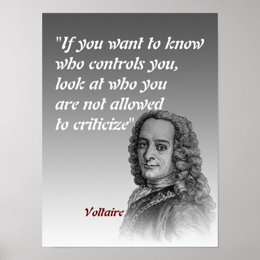 Voltaire Quote over wie je Poster controleert (Voorkant)
