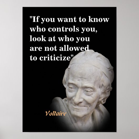 Voltaire Quote over wie je Poster controleert (Voorkant)