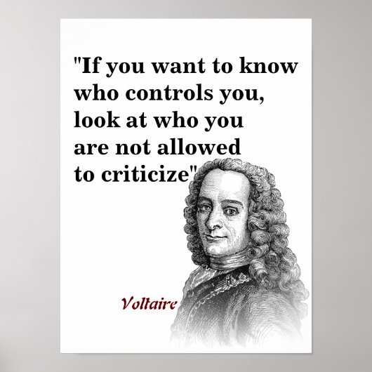Voltaire Quote over wie je Poster controleert (Voorkant)