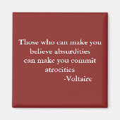 Voltaire Waarschuwing Citaat Magneet (Voorkant)