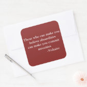 Voltaire Waarschuwing Citaat Vierkante Sticker (Envelop)