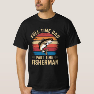 Voltijd papa, deeltijd visser - Retro Gevist T-shirt