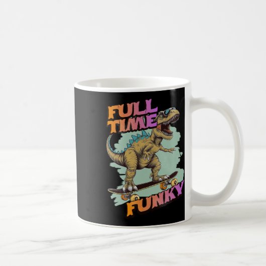 Voltijds Funky Grappige Dinosaurus Skateboarden  Koffiemok (Rechts)