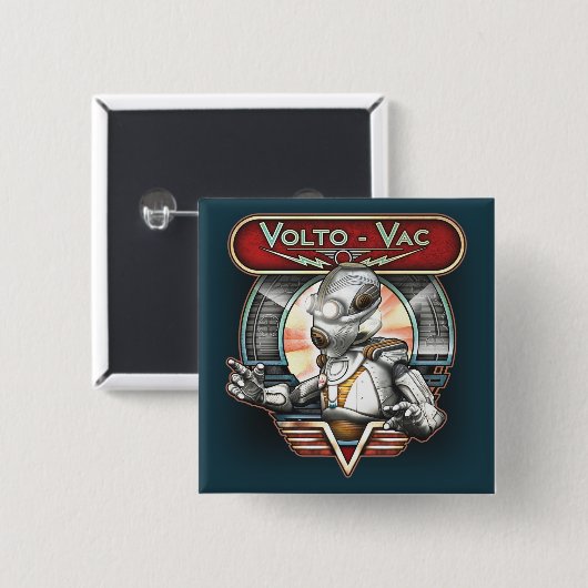 Volto-Vac Retro Robot Square Button (Voorkant /achterkant)