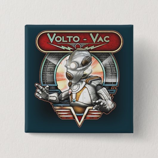 Volto-Vac Retro Robot Square Button (Voorkant)