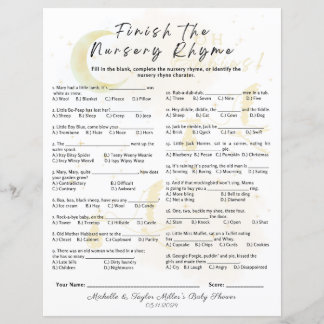 Voltooi de Nursery Rhyme Baby shower Game