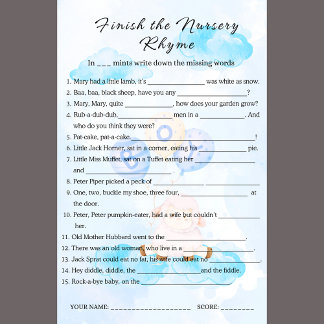 Voltooi de Nursery Rhyme Game