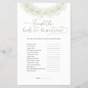 Voltooi de Sentence Vrijgezellenfeest Game Flyer