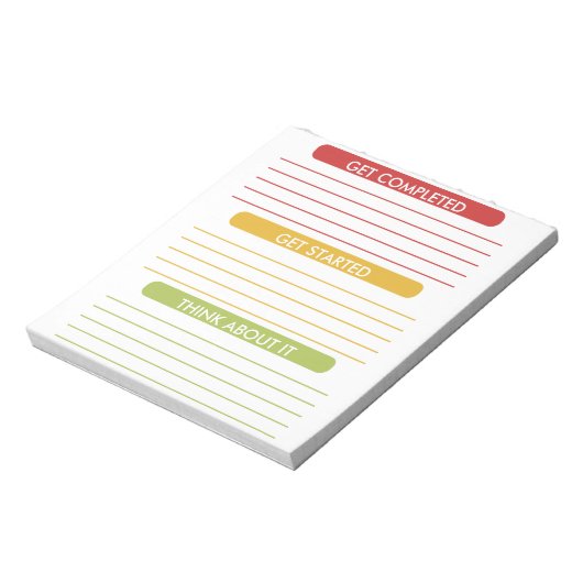 Voltooid, begin en denk er over na notitieblok (Linkerzijde)