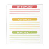 Voltooid, begin en denk er over na notitieblok (Voorkant)