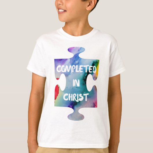 Voltooid in het ontwerp van het proefstuk van Chri T-shirt (Voorkant)