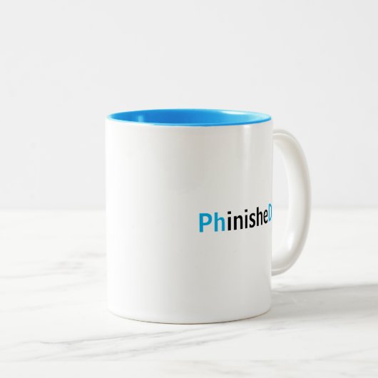 Voltooid PhD Tweekleurige Koffiemok (Voorkant rechts)