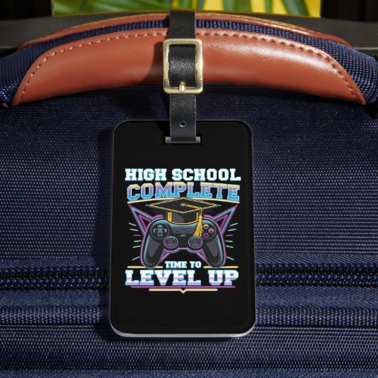 Voltooide Middelbare School Gamer Gamen Afstuderen Bagagelabel (Voorkant Insitu 2)