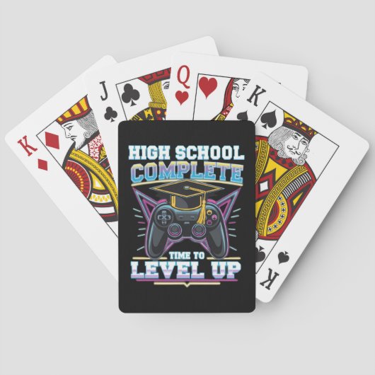 Voltooide middelbare school gamer gamen afstuderen pokerkaarten (Achterkant)
