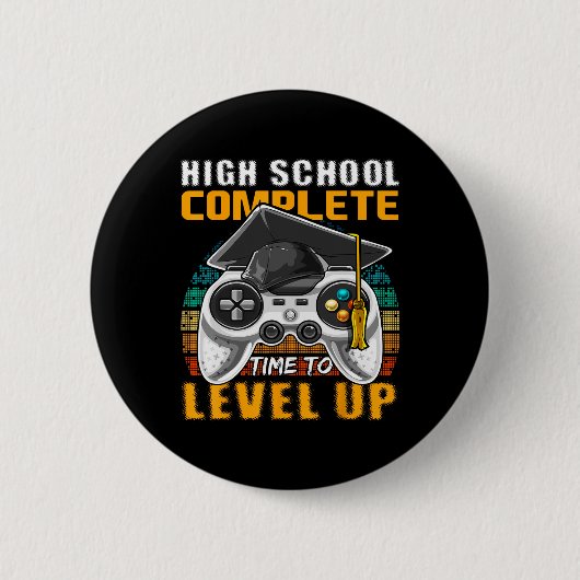 Voltooide middelbare school videogame afstudeercad ronde button 5,7 cm (Voorkant)