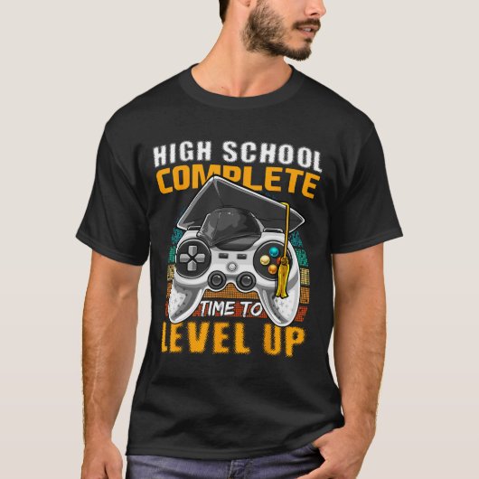 Voltooide middelbare school videogame afstudeercer t-shirt (Voorkant)