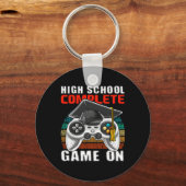 Voltooide middelbare school videogame afstudeerges sleutelhanger (Voorkant)