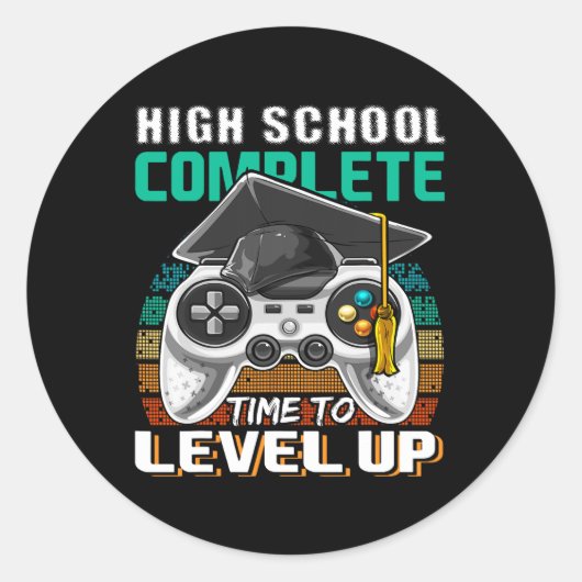 Voltooide middelbare school videogame eindexamen ronde sticker (Voorkant)