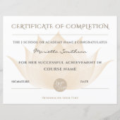 Voltooiingscertificaat Lotusbloem Voor Yoga Reiki (Voorkant)
