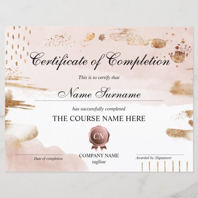 Voltooiingscertificaat voor de gunningscursus Volt (Voorkant)