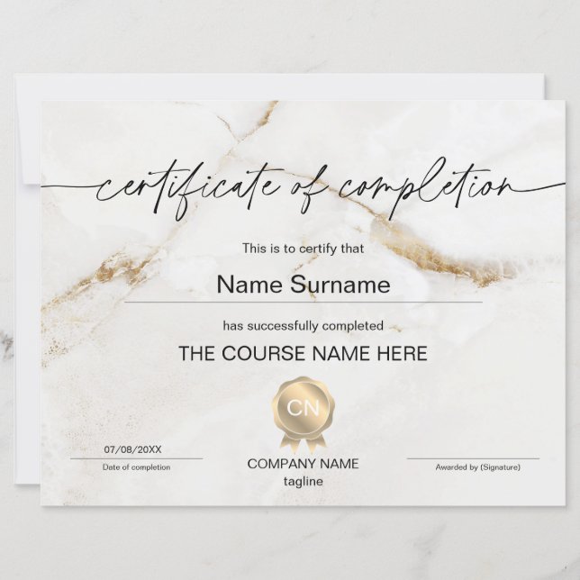 Voltooiingscertificaat voor de gunningscursus Volt (Voorkant)