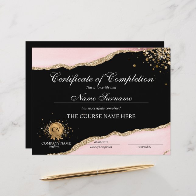 Voltooiingscertificaat voor de gunningscursus Volt (Voorkant / Achterkant in situ)