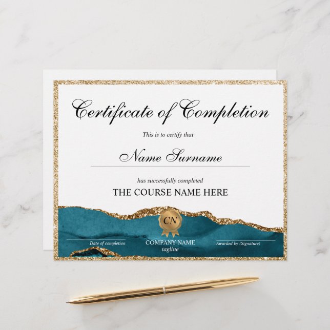 Voltooiingscertificaat voor de gunningscursus Volt (Voorkant / Achterkant in situ)