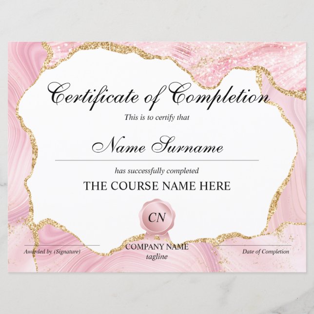 Voltooiingscertificaat voor de gunningscursus Volt (Voorkant)