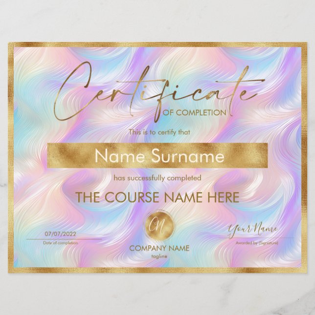 Voltooiingscertificaat voor de gunningscursus Volt (Voorkant)