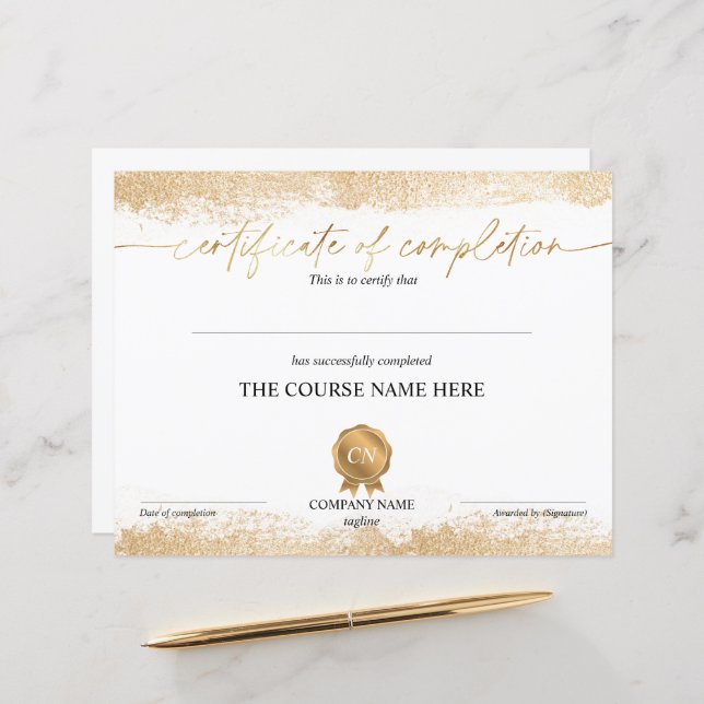 Voltooiingscertificaat voor de gunningscursus Volt (Voorkant / Achterkant in situ)