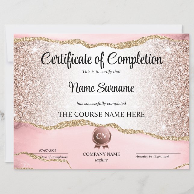 Voltooiingscertificaat voor de gunningscursus Volt (Voorkant)