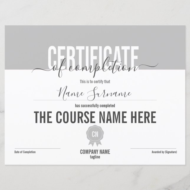 Voltooiingscertificaat voor de gunningscursus Volt (Voorkant)