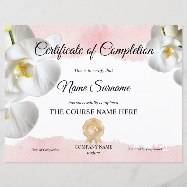 Voltooiingscertificaat voor de gunningscursus Volt (Voorkant)