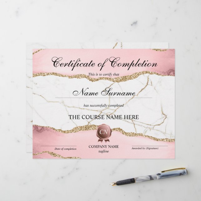 Voltooiingscertificaat voor de gunningscursus Volt (Voorkant / Achterkant in situ)