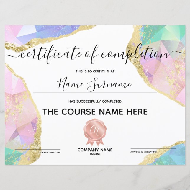 Voltooiingscertificaat voor de gunningscursus Volt (Voorkant)