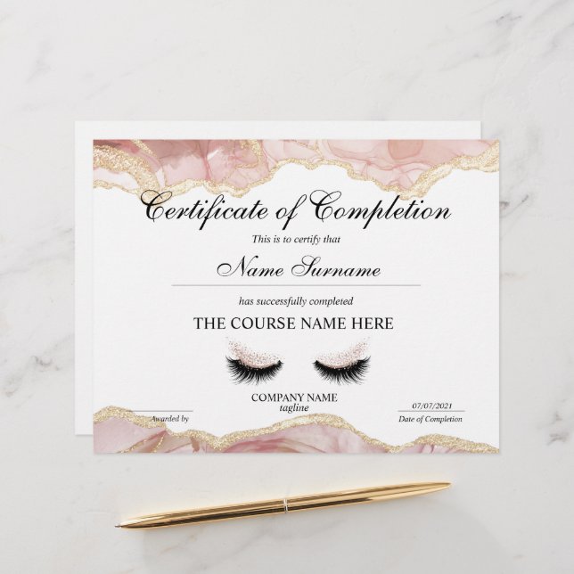 Voltooiingscertificaat voor de gunningscursus Volt (Voorkant / Achterkant in situ)