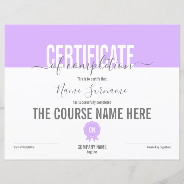 Voltooiingscertificaat voor de gunningscursus Volt (Voorkant)