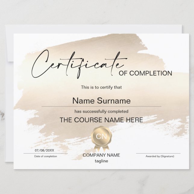 Voltooiingscertificaat voor de gunningscursus Volt (Voorkant)