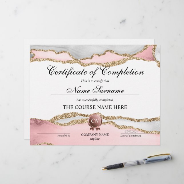 Voltooiingscertificaat voor de gunningscursus Volt (Voorkant / Achterkant in situ)