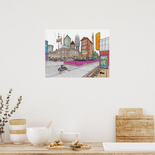 Voltz City Hall in perspectief Poster (Keuken)