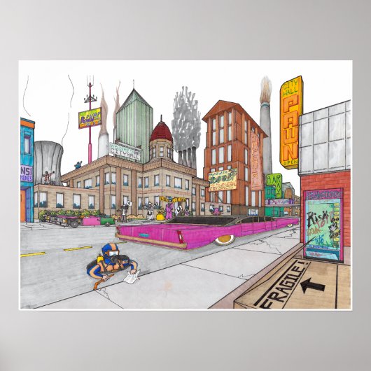 Voltz City Hall in perspectief Poster (Voorkant)