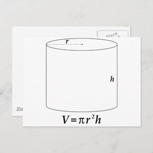 Volume van een cilinder briefkaart (Voorkant / Achterkant)