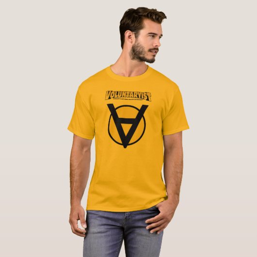 Voluntaryist V-Neck Shirt met Logo (Voorkant volledig)