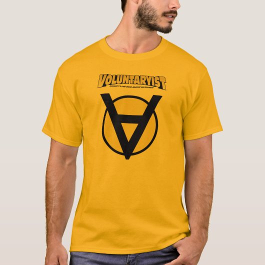 Voluntaryist V-Neck Shirt met Logo (Voorkant)