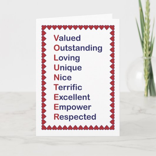 Volunteer Appreciation Bedankt Harten Rood Wit (Voorkant)